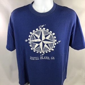 Vintage 90s Jekyll Island Georgia T Shirt Blue Compass Size Medium To Large Tee